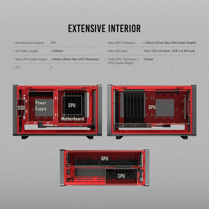Antec Performance 1M Aventurine Mini ITX PC Case CNC Aluminum PCIe 4.0 Riser