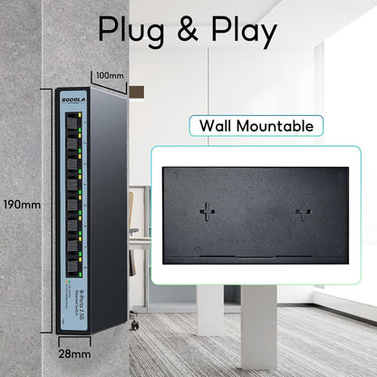 SODOLA 8-Port 2.5G Unmanaged Ethernet Switch | 40Gbps | Fanless | Multi-Gigabit