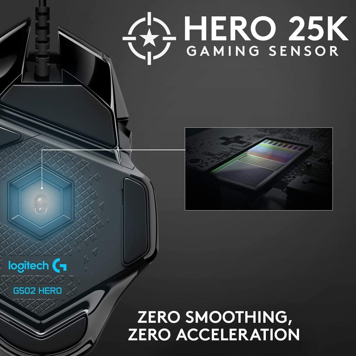 Logitech G502 HERO High Performance Wired Gaming Mouse, HERO 25K Sensor, 25,600