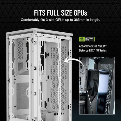 Corsair 2000D AIRFLOW White Mini-ITX SFF PC Case | 3-Slot GPU, Steel Mesh, 360mm