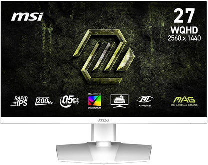 MSI MAG 274QRFW E20 27" WQHD Gaming Monitor 2560x1440 Rapid IPS 200Hz 0.5ms HDR