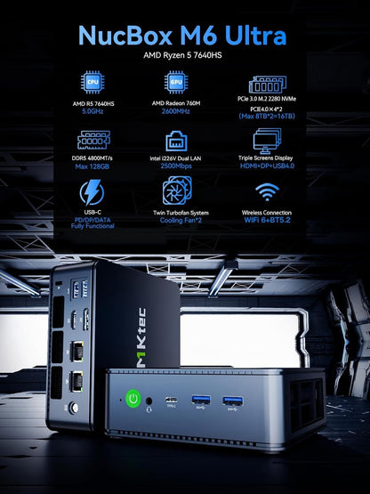 FIREBAT M6 Ultra Mini PC | AMD Ryzen 5 7640HS | 16GB DDR5 | 512GB NVMe | Win 11 Pro