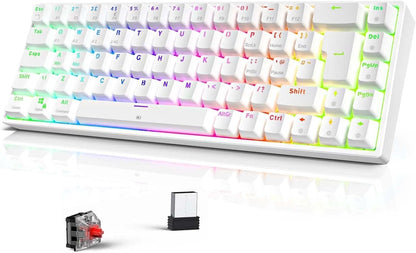 TECURS KB510 Wireless Mechanical Keyboard | 65% TKL | RGB | Red Switches | UK Layout