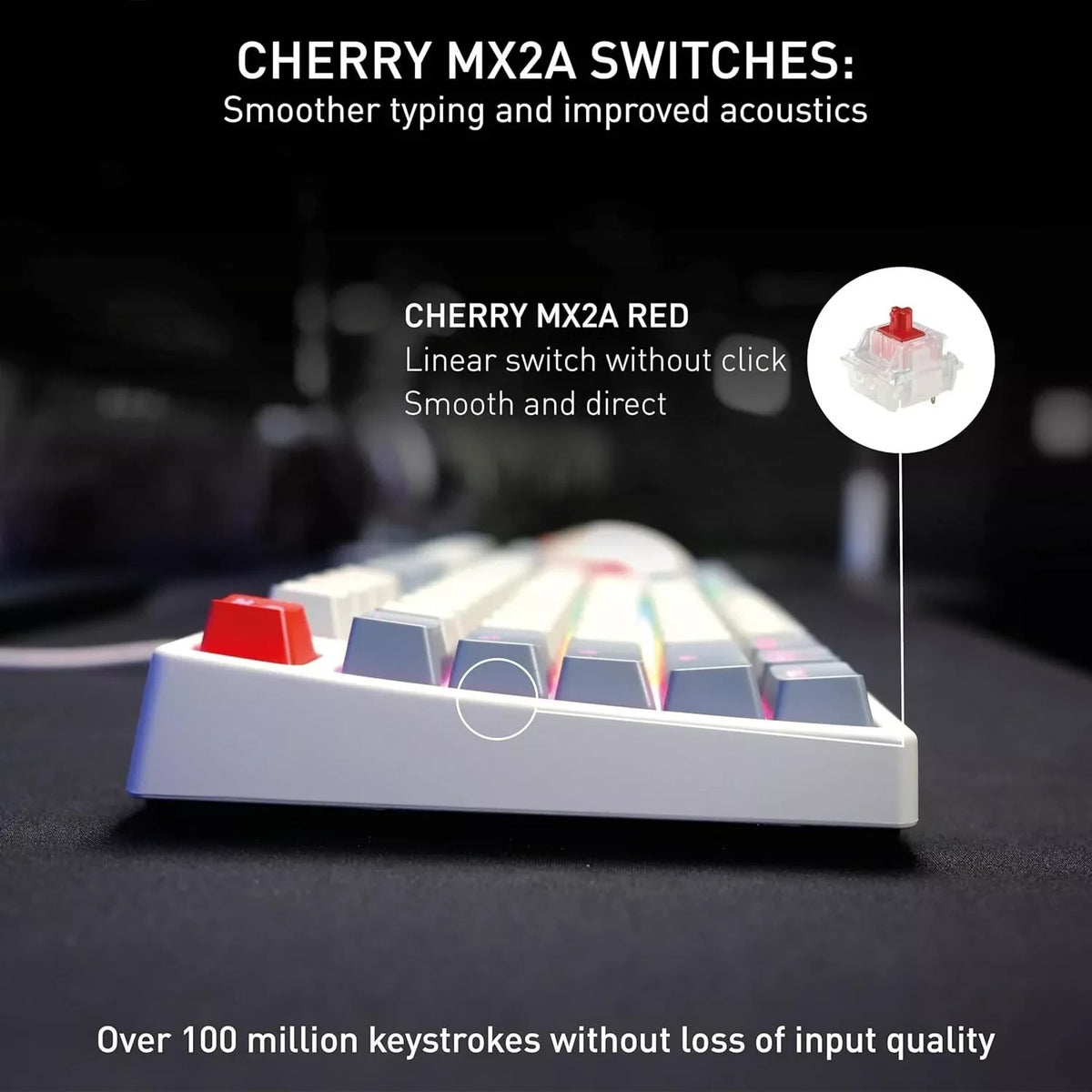 CHERRY XTRFY K4V2 TKL Wired Gaming Keyboard | UK Layout | RGB | MX2A Red Switches